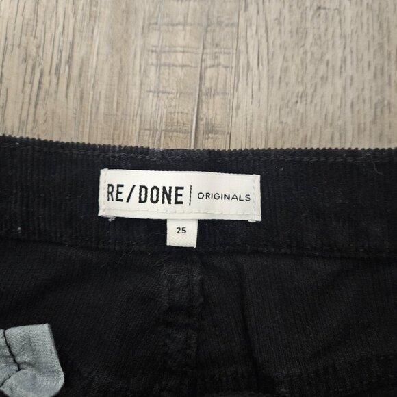 Re/Done size 25 Black Corduroy Pants Jeans Straight Mid Rise - Picture 4 of 8